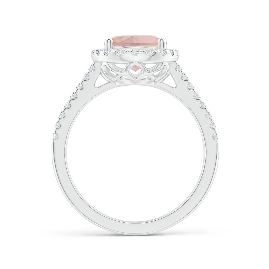 10x8mm AA Oval Morganite Split Shank Halo Ring with Diamonds in White Gold side-1