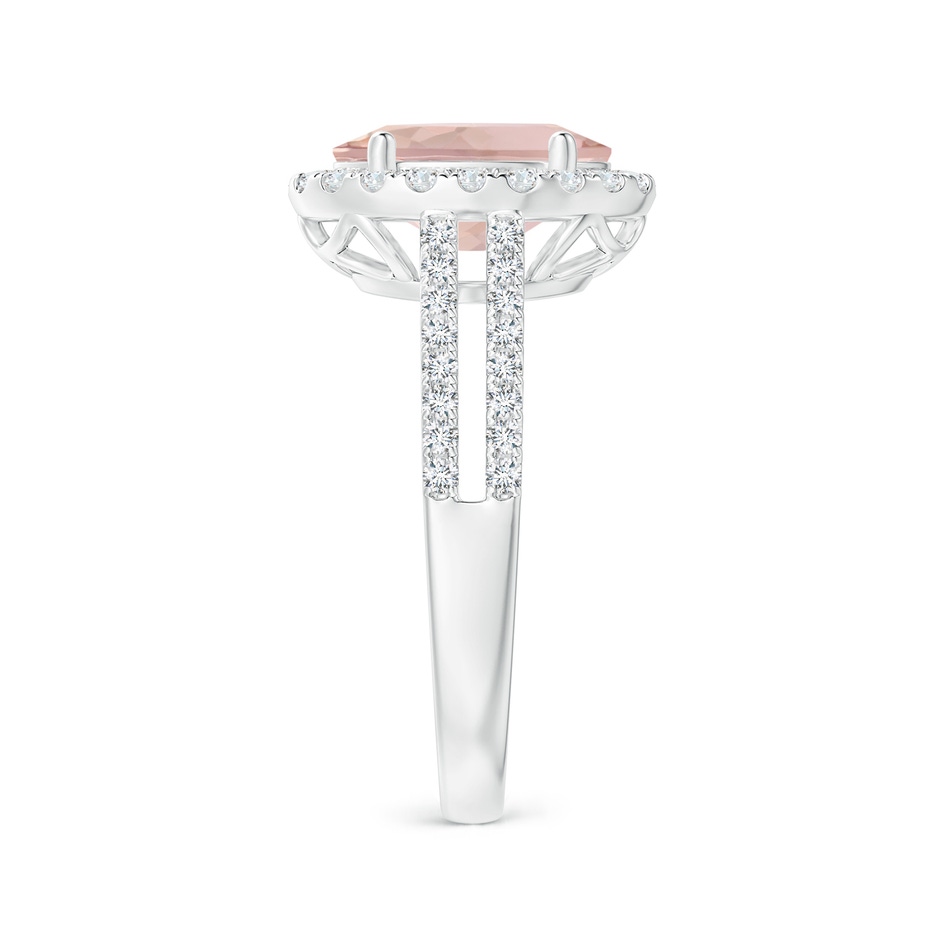 10x8mm AA Oval Morganite Split Shank Halo Ring with Diamonds in White Gold side-2