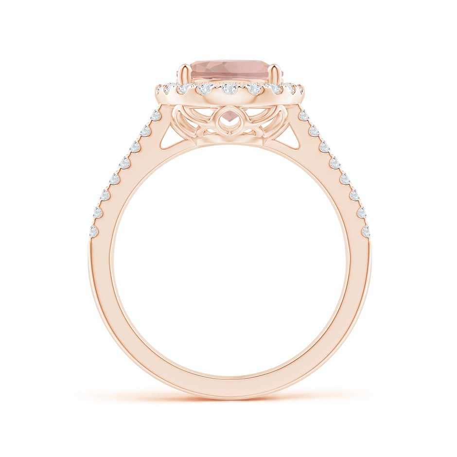 10x8mm AAA Oval Morganite Split Shank Halo Ring with Diamonds in Rose Gold side-1