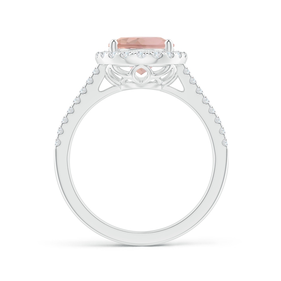 10x8mm AAA Oval Morganite Split Shank Halo Ring with Diamonds in White Gold side-1