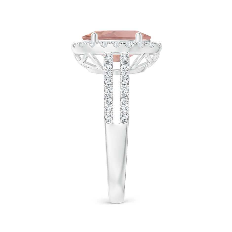 10x8mm AAAA Oval Morganite Split Shank Halo Ring with Diamonds in P950 Platinum side-2