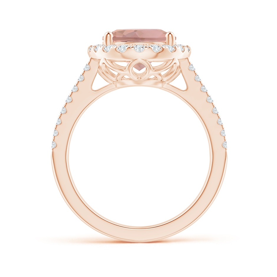 11x9mm AAAA Oval Morganite Split Shank Halo Ring with Diamonds in Rose Gold side-1