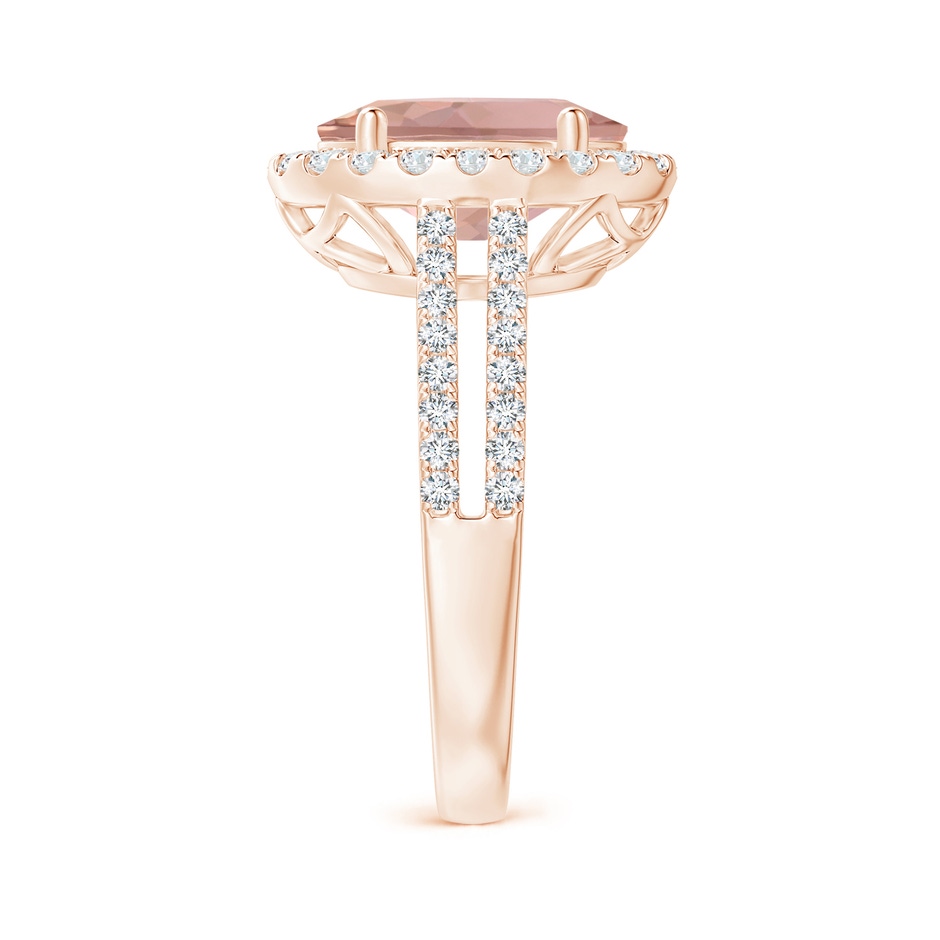 11x9mm AAAA Oval Morganite Split Shank Halo Ring with Diamonds in Rose Gold side-2