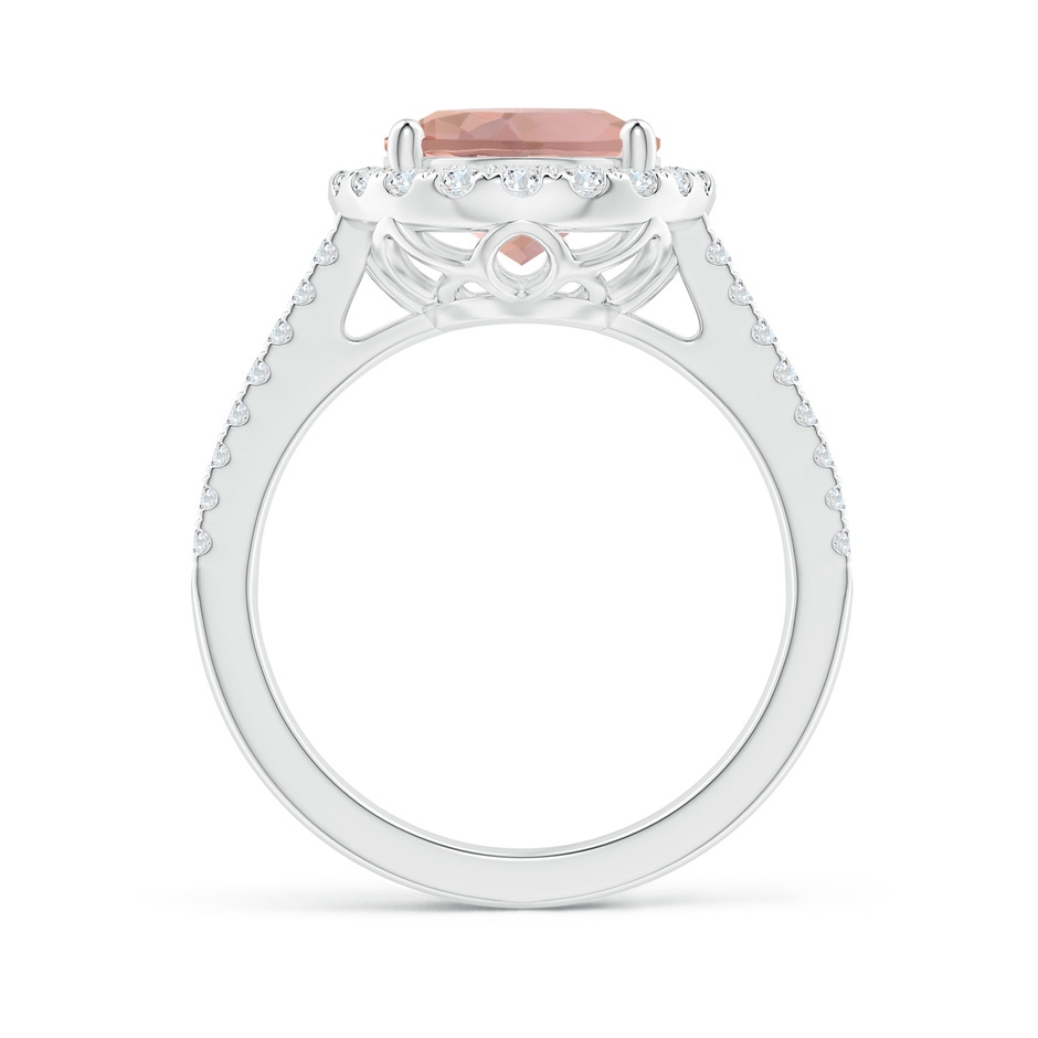 11x9mm AAAA Oval Morganite Split Shank Halo Ring with Diamonds in White Gold side-1