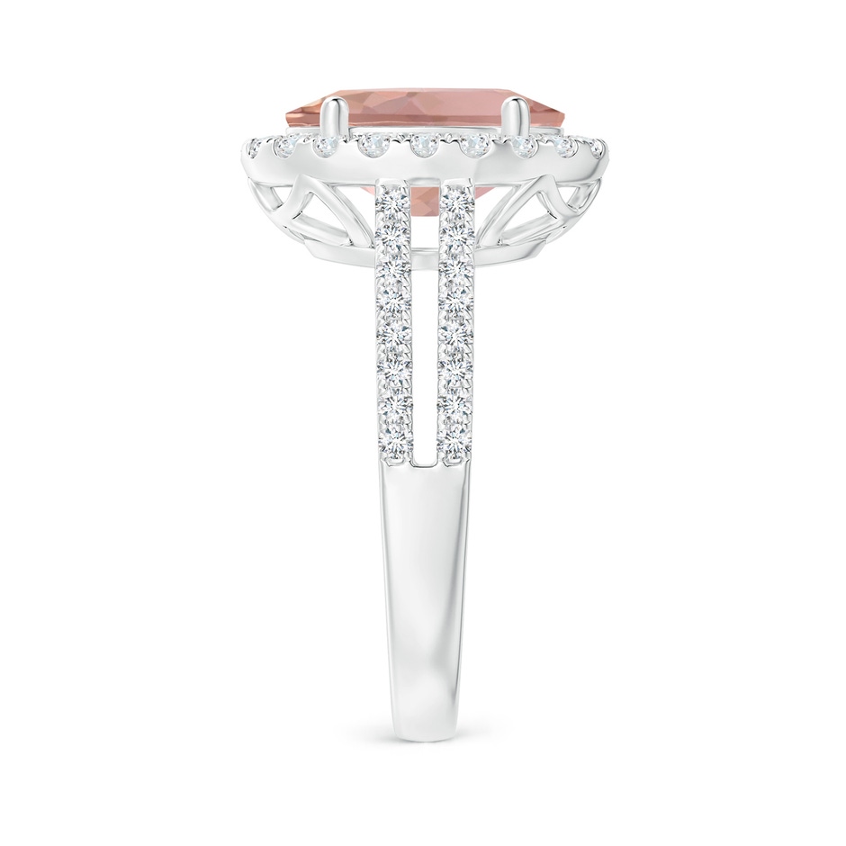 11x9mm AAAA Oval Morganite Split Shank Halo Ring with Diamonds in White Gold side-2