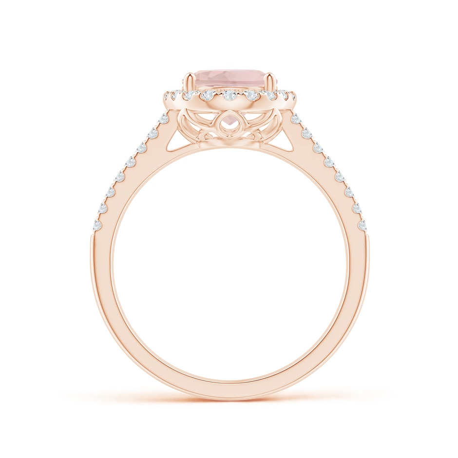 9x7mm A Oval Morganite Split Shank Halo Ring with Diamonds in Rose Gold side-1