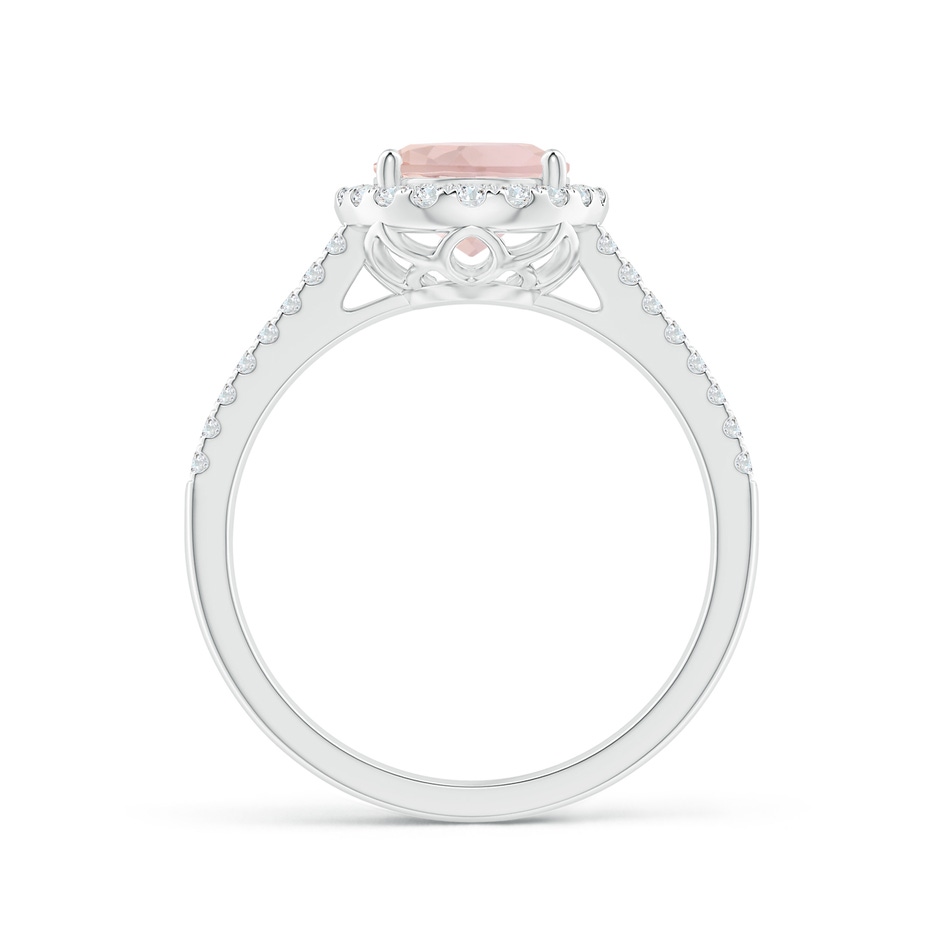 9x7mm A Oval Morganite Split Shank Halo Ring with Diamonds in White Gold side-1