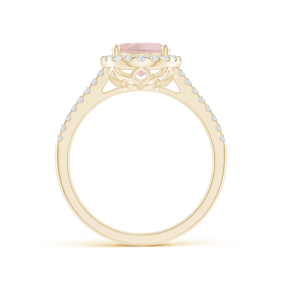 9x7mm A Oval Morganite Split Shank Halo Ring with Diamonds in Yellow Gold side-1
