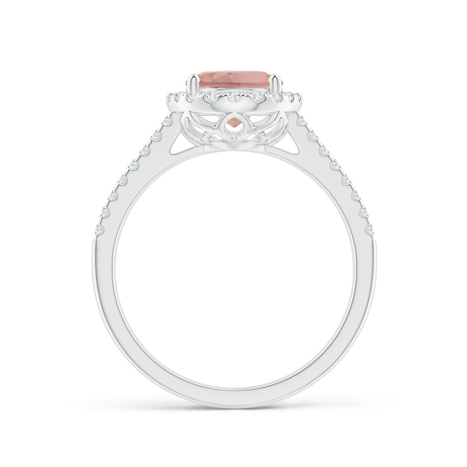 9x7mm AAAA Oval Morganite Split Shank Halo Ring with Diamonds in White Gold side-1