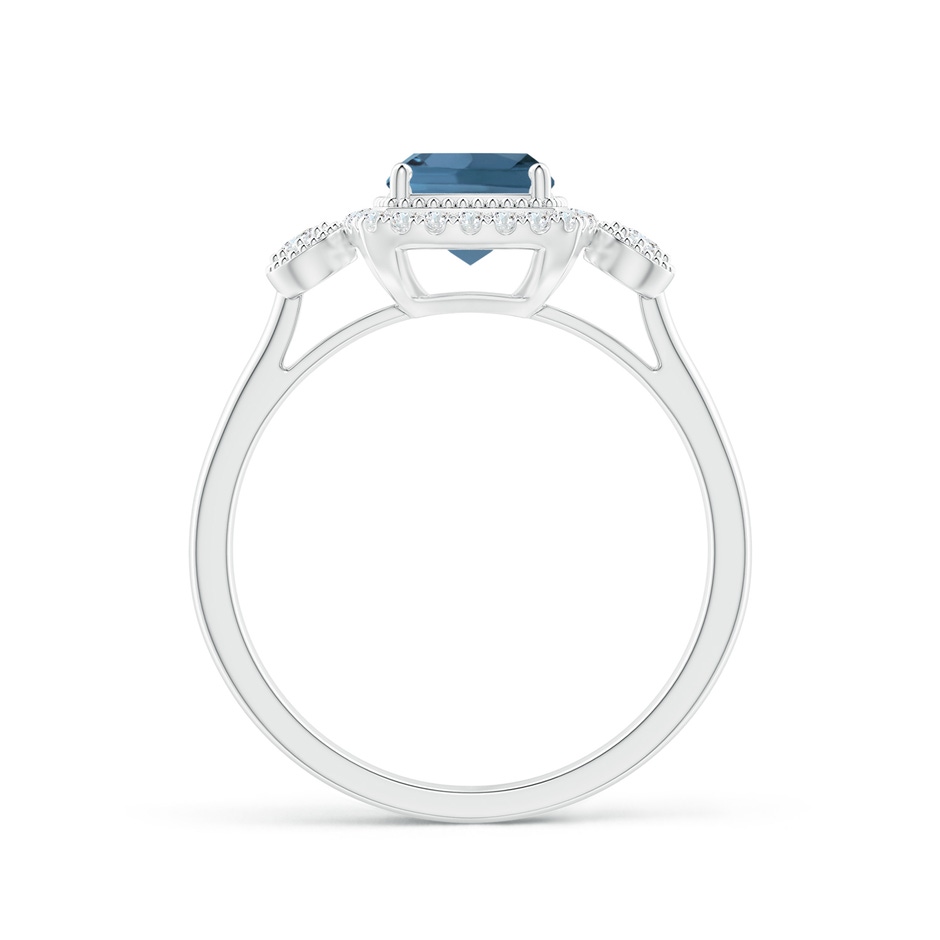 6mm A Cushion London Blue Topaz Halo Engagement Ring with Milgrain in White Gold side 1