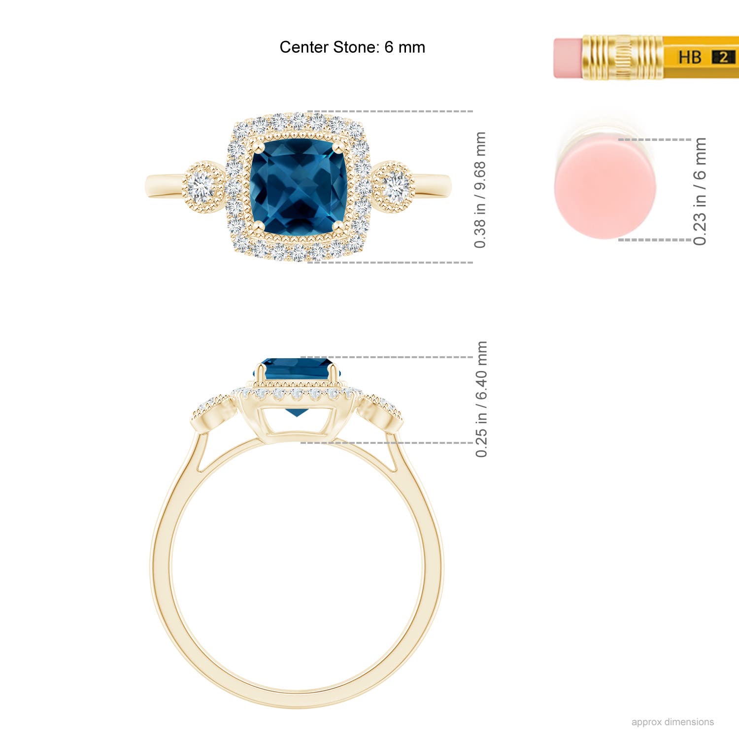 AAA - London Blue Topaz / 1.3 CT / 14 KT Yellow Gold