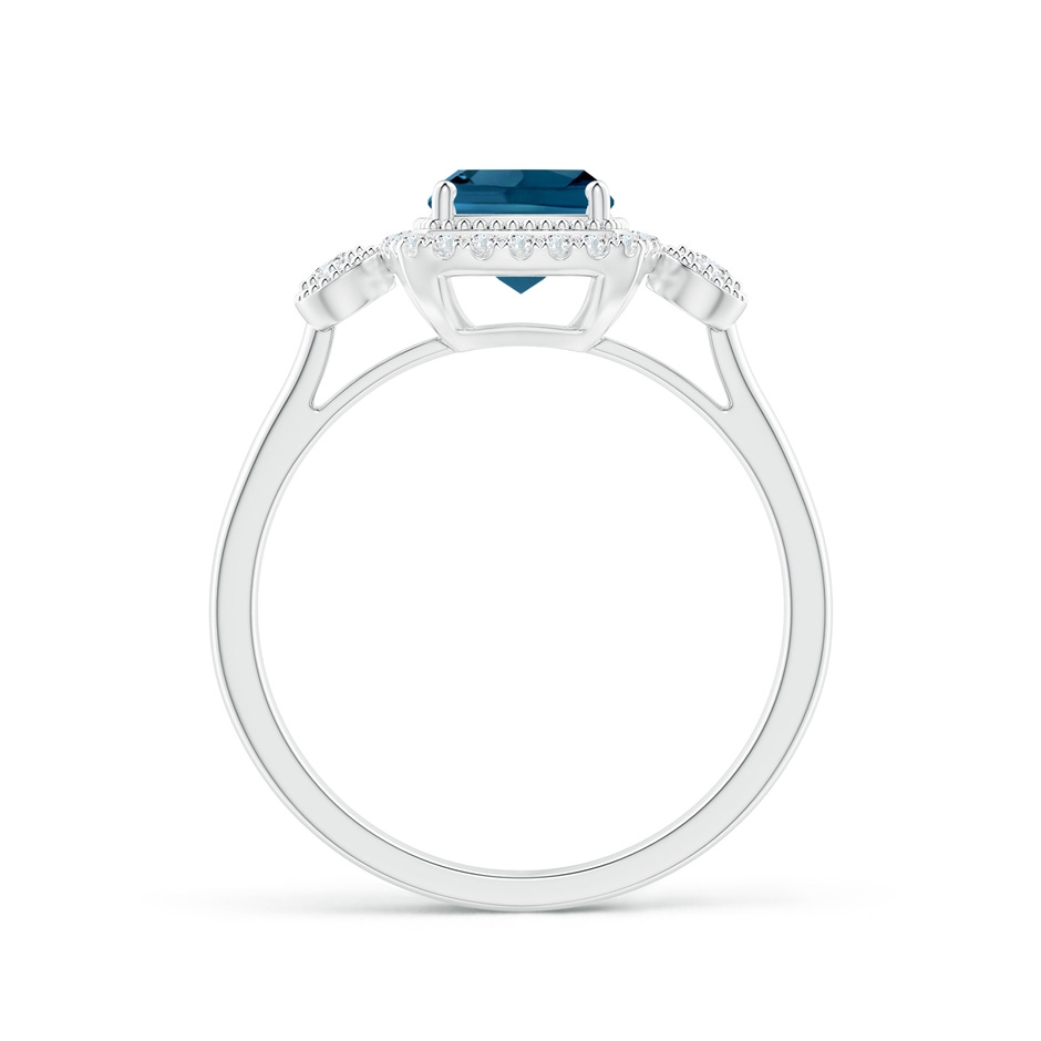 6mm AAAA Cushion London Blue Topaz Halo Engagement Ring with Milgrain in P950 Platinum side 1