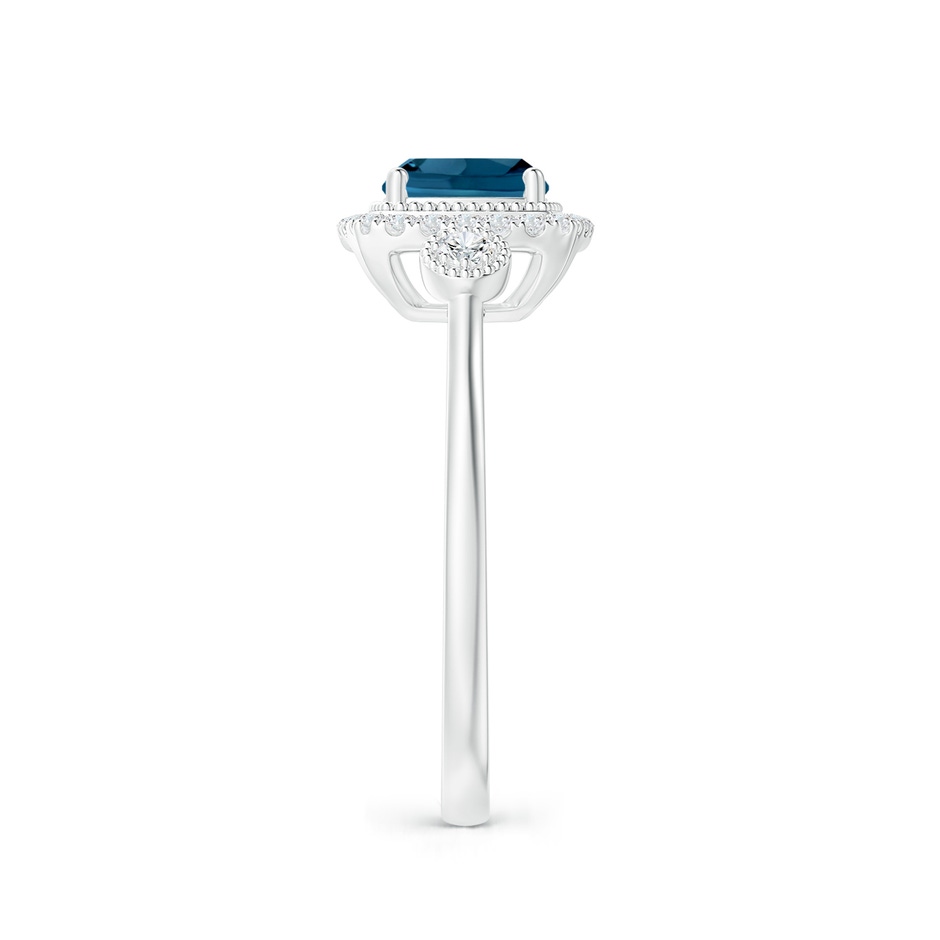 6mm AAAA Cushion London Blue Topaz Halo Engagement Ring with Milgrain in P950 Platinum side 2