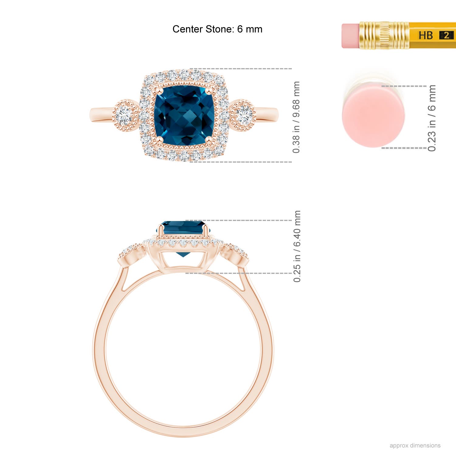 AAAA - London Blue Topaz / 1.3 CT / 14 KT Rose Gold