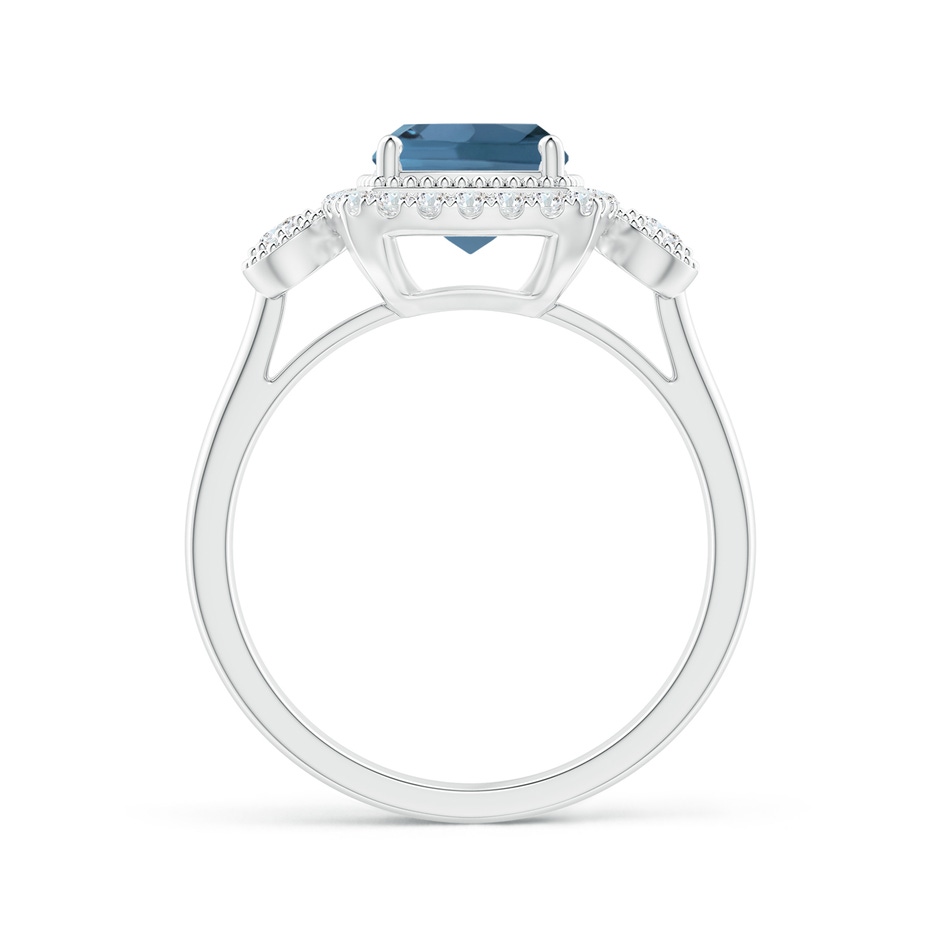 7mm A Cushion London Blue Topaz Halo Engagement Ring with Milgrain in White Gold side 1