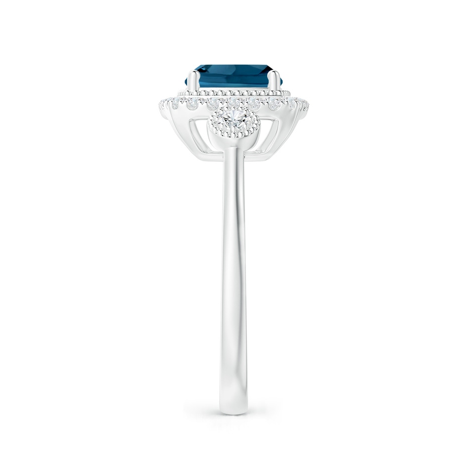 7mm AAAA Cushion London Blue Topaz Halo Engagement Ring with Milgrain in P950 Platinum side 2