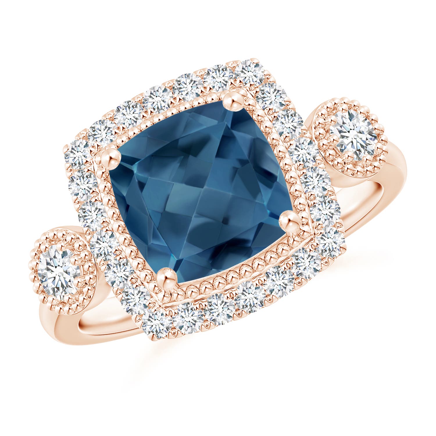 A - London Blue Topaz / 2.93 CT / 14 KT Rose Gold