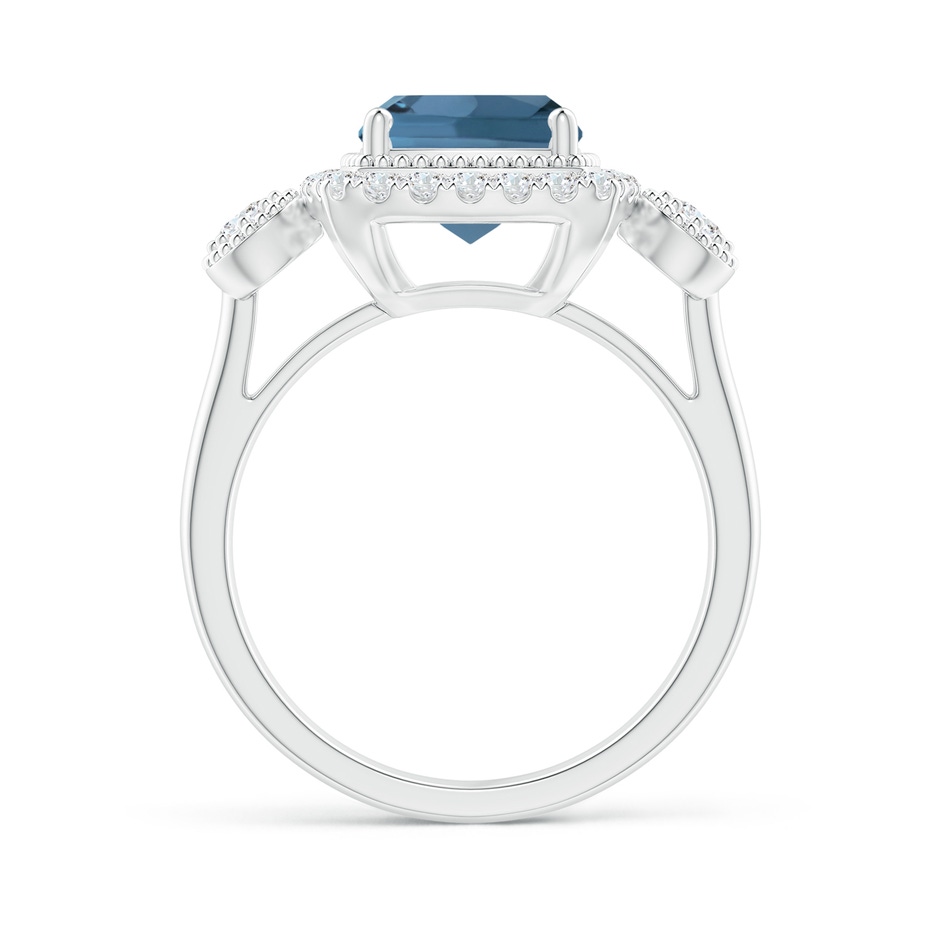 8mm A Cushion London Blue Topaz Halo Engagement Ring with Milgrain in White Gold side 1