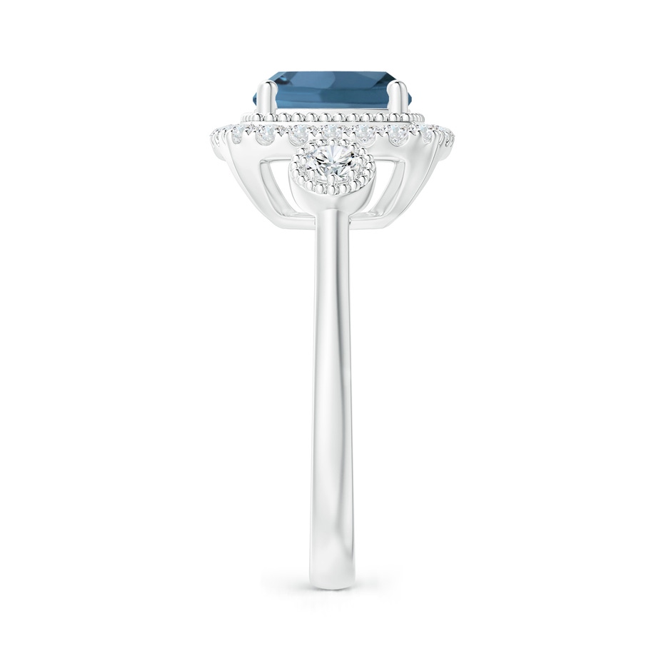 8mm A Cushion London Blue Topaz Halo Engagement Ring with Milgrain in White Gold side 2