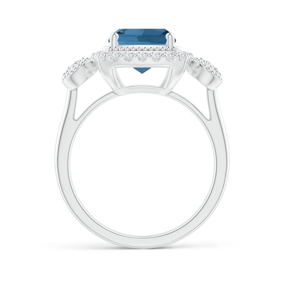 8mm AA Cushion London Blue Topaz Halo Engagement Ring with Milgrain in White Gold side 1