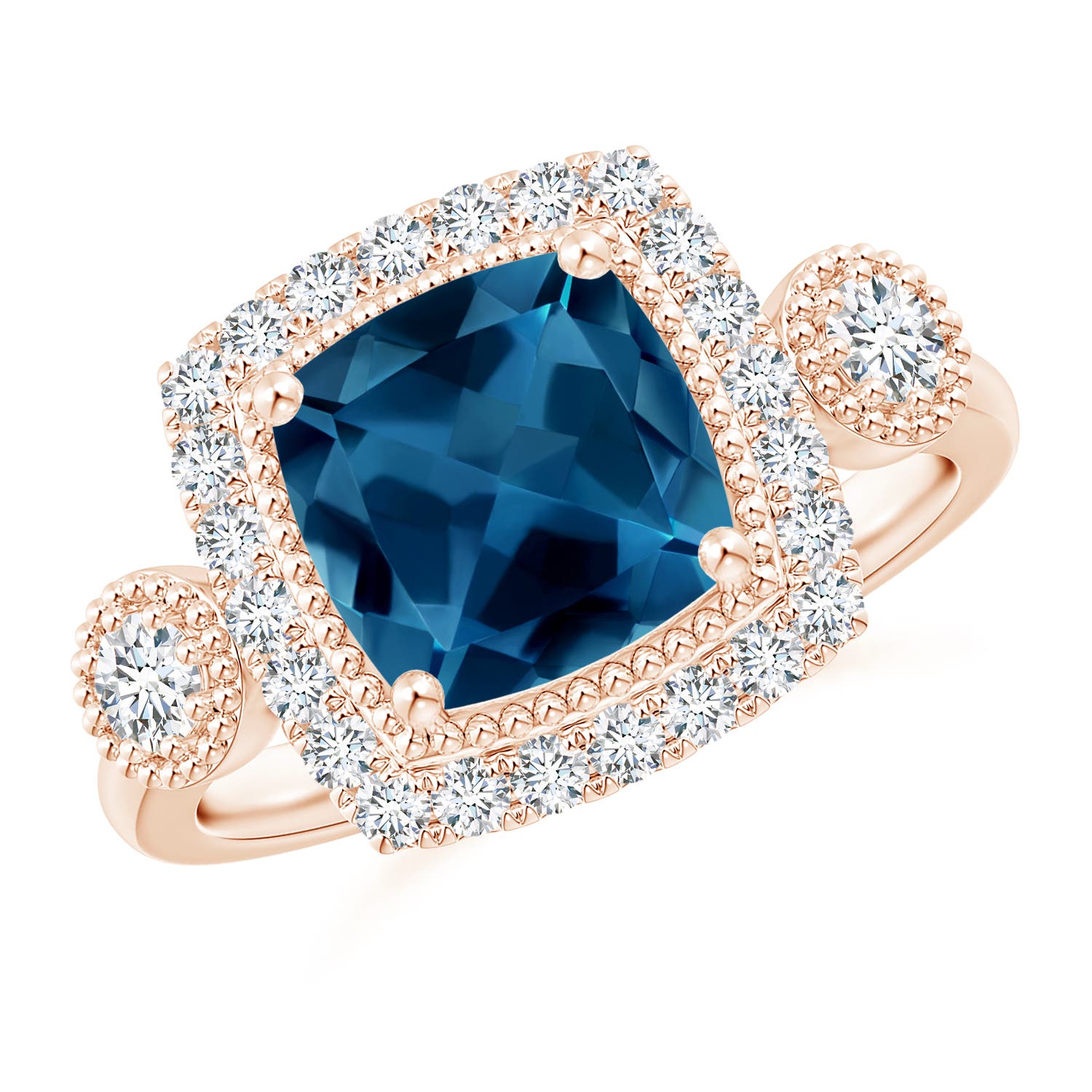 AAA - London Blue Topaz / 2.93 CT / 14 KT Rose Gold