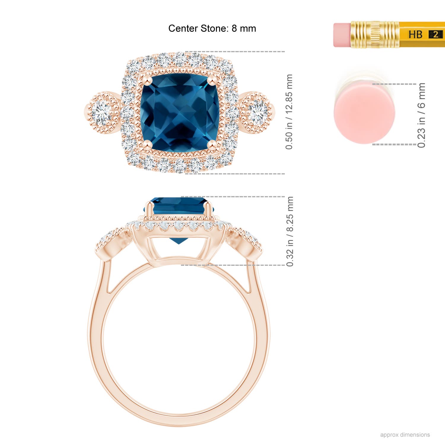 AAA - London Blue Topaz / 2.93 CT / 14 KT Rose Gold