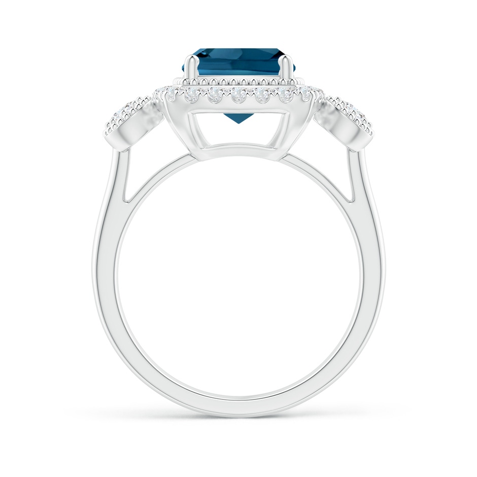 8mm AAAA Cushion London Blue Topaz Halo Engagement Ring with Milgrain in White Gold side 1
