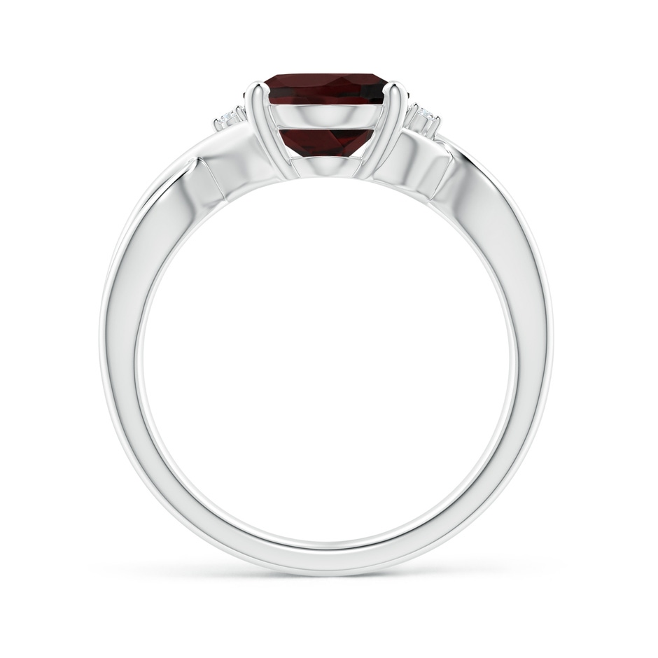 10x8mm A Oval Garnet Criss Cross Ring with Diamond Accents in P950 Platinum side 1