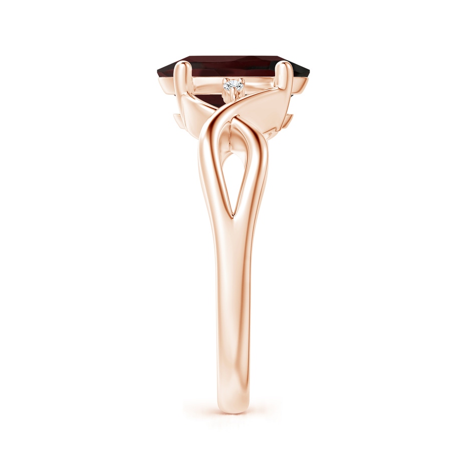 10x8mm A Oval Garnet Criss Cross Ring with Diamond Accents in Rose Gold side 2
