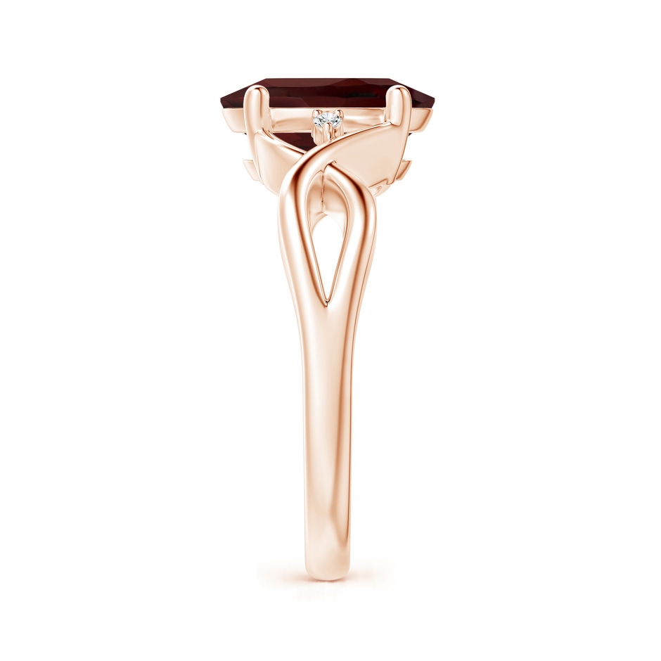 10x8mm AA Oval Garnet Criss Cross Ring with Diamond Accents in Rose Gold side 2