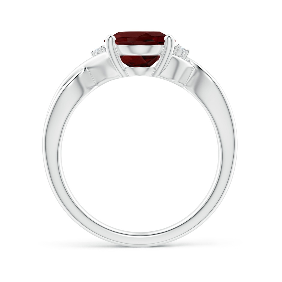 10x8mm AAA Oval Garnet Criss Cross Ring with Diamond Accents in White Gold side 1