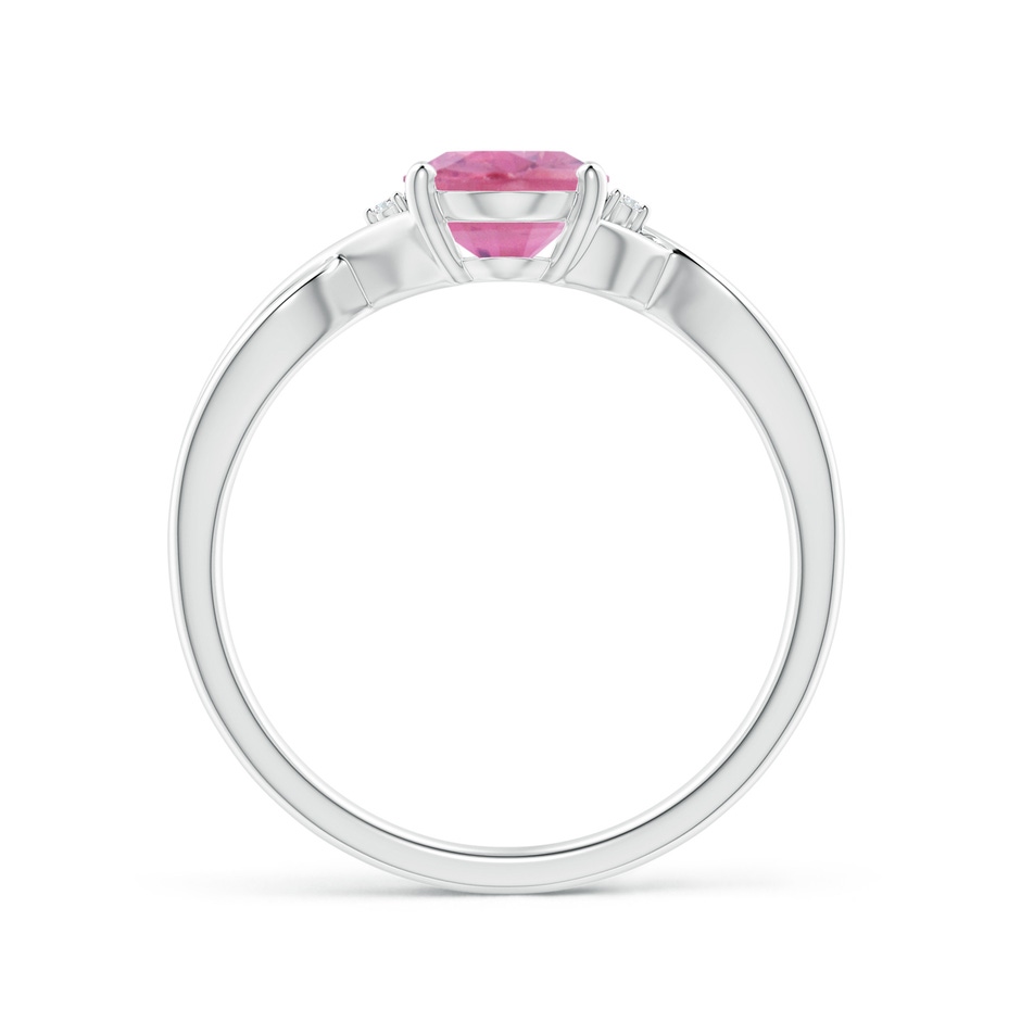 8x6mm A Oval Pink Tourmaline Criss Cross Ring with Diamond Accents in P950 Platinum side 1