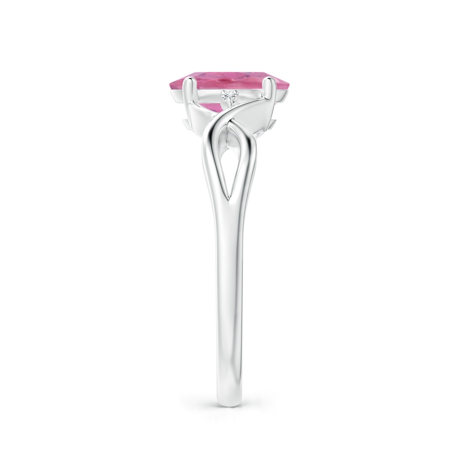8x6mm A Oval Pink Tourmaline Criss Cross Ring with Diamond Accents in P950 Platinum side 2