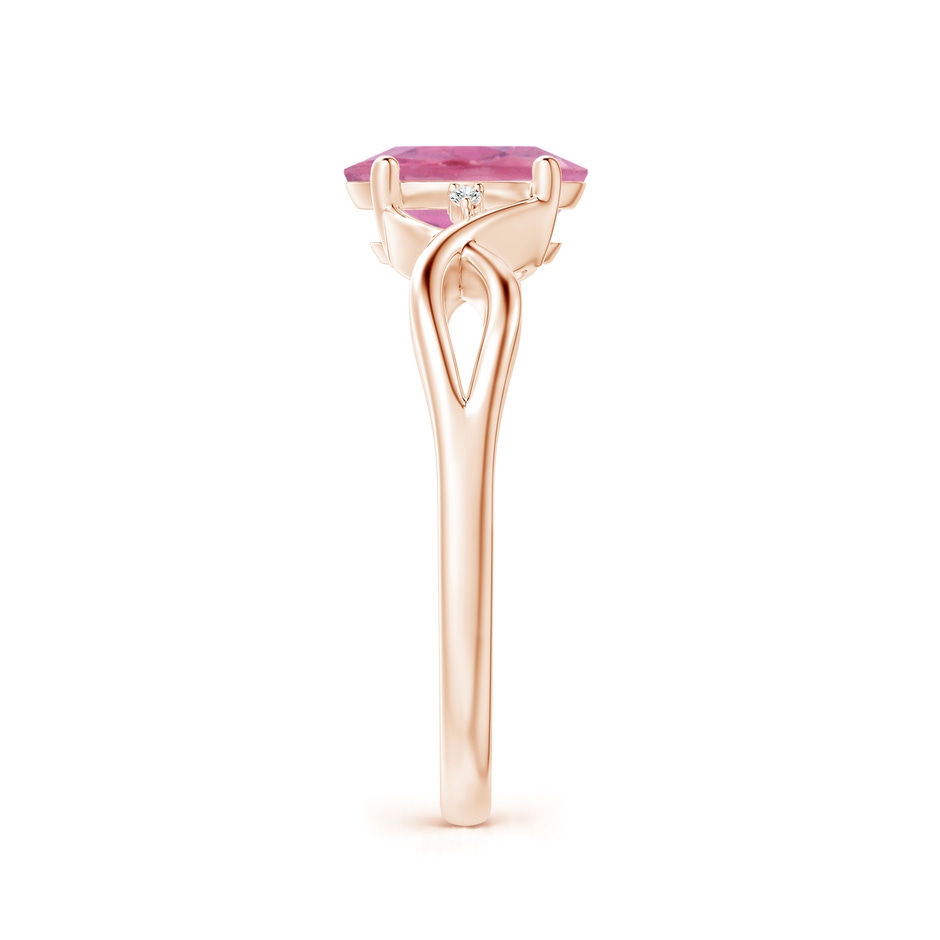 8x6mm A Oval Pink Tourmaline Criss Cross Ring with Diamond Accents in Rose Gold side 2