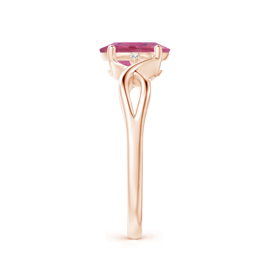 8x6mm AA Oval Pink Tourmaline Criss Cross Ring with Diamond Accents in Rose Gold side 2