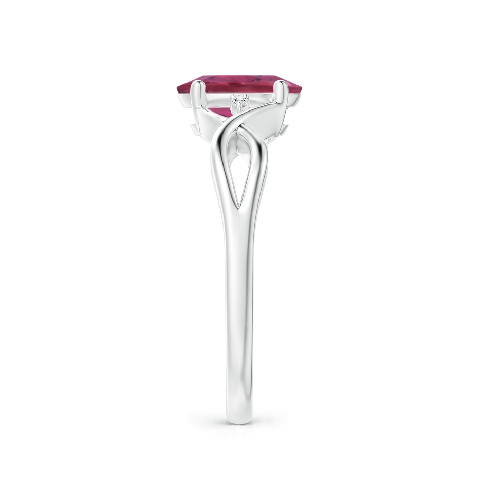 8x6mm AAA Oval Pink Tourmaline Criss Cross Ring with Diamond Accents in White Gold side 2