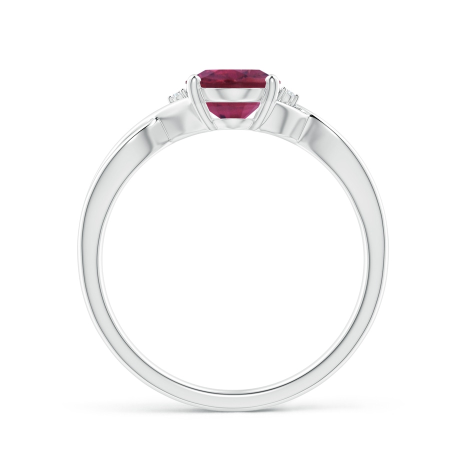 8x6mm AAAA Oval Pink Tourmaline Criss Cross Ring with Diamond Accents in P950 Platinum side 1