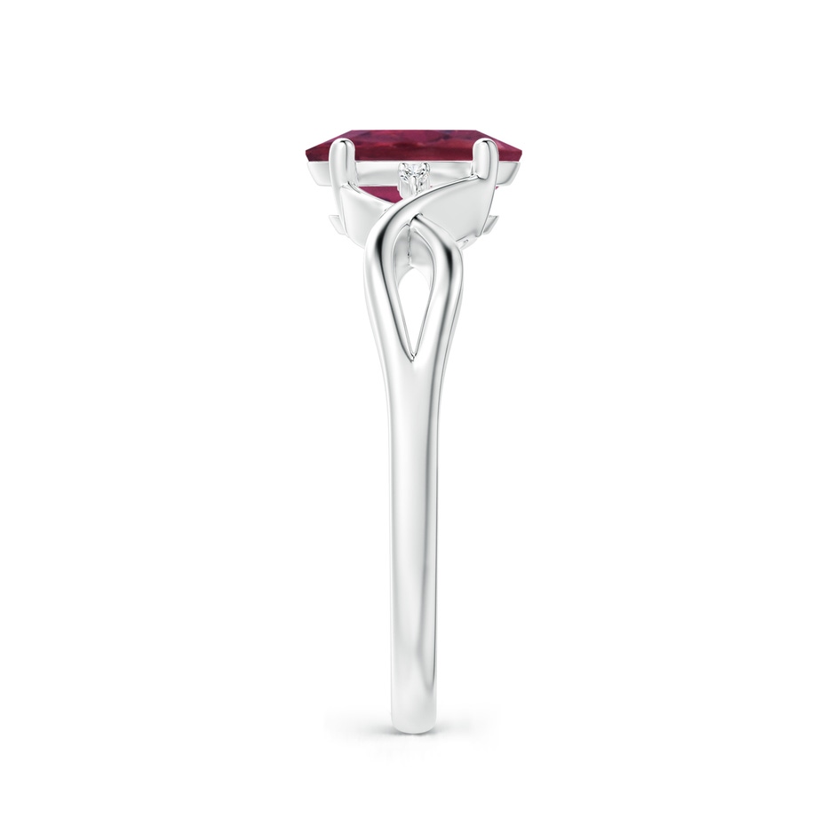 8x6mm AAAA Oval Pink Tourmaline Criss Cross Ring with Diamond Accents in P950 Platinum side 2