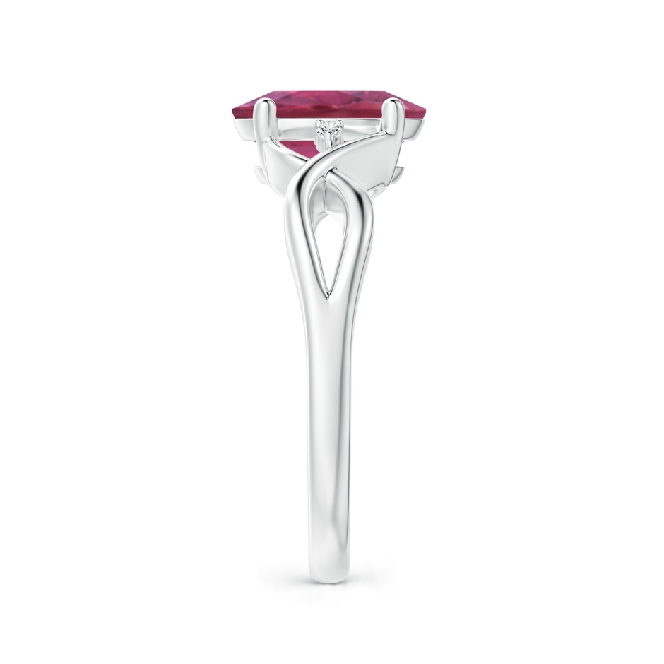 9x7mm AAA Oval Pink Tourmaline Criss Cross Ring with Diamond Accents in White Gold side 2
