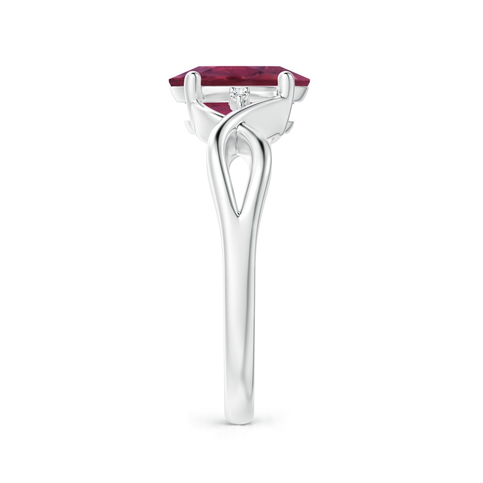 9x7mm AAAA Oval Pink Tourmaline Criss Cross Ring with Diamond Accents in P950 Platinum side 2