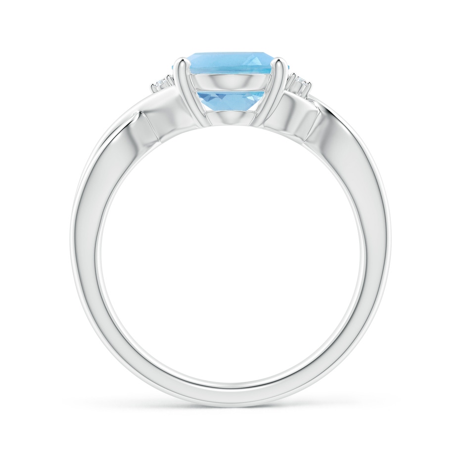 10x8mm A Oval Swiss Blue Topaz Criss Cross Ring with Diamond Accents in P950 Platinum side 1