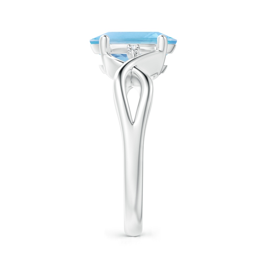 10x8mm A Oval Swiss Blue Topaz Criss Cross Ring with Diamond Accents in P950 Platinum side 2