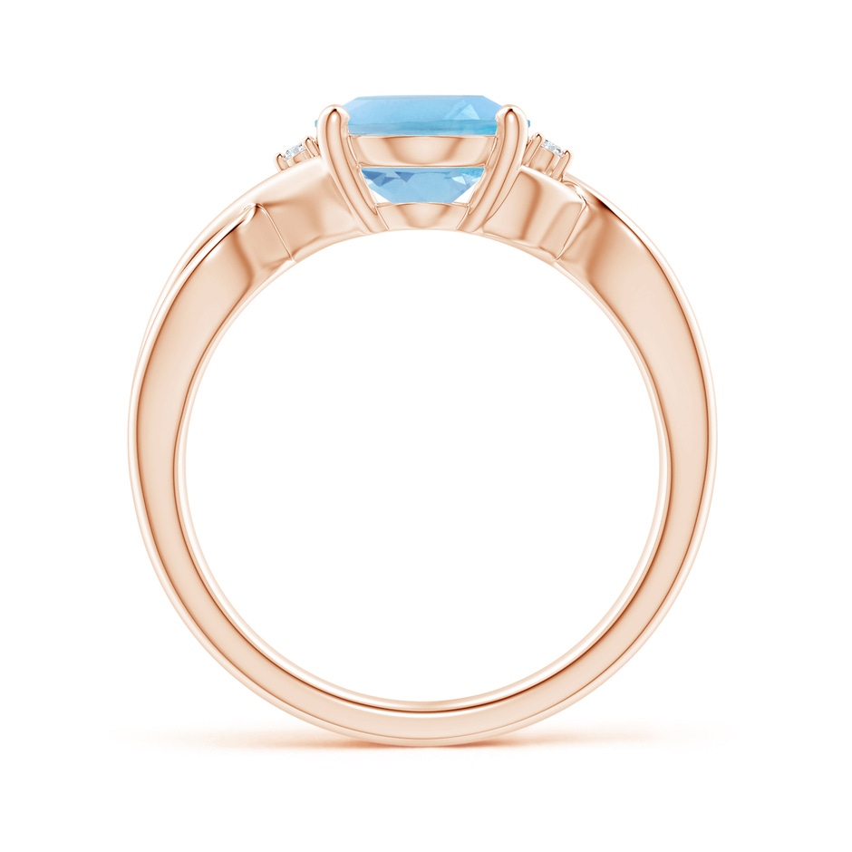 10x8mm A Oval Swiss Blue Topaz Criss Cross Ring with Diamond Accents in Rose Gold side 1