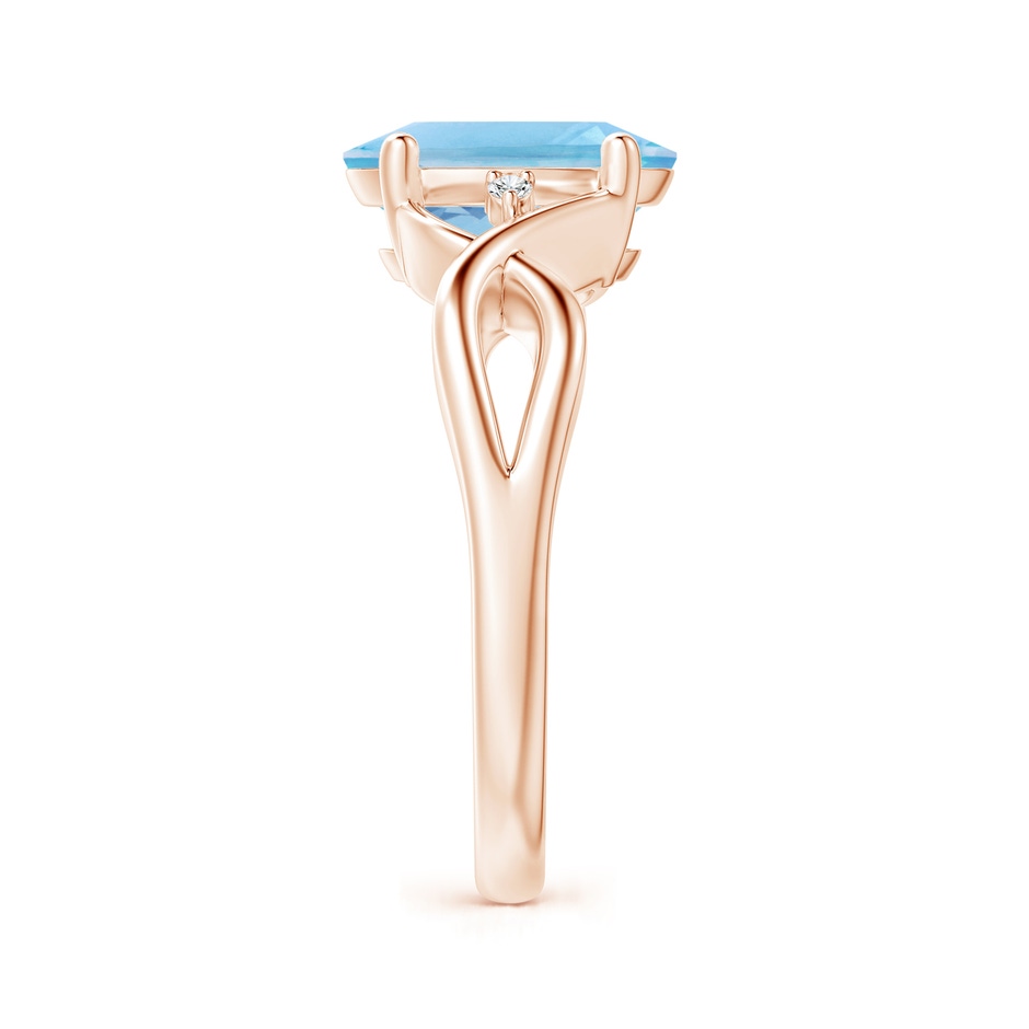 10x8mm A Oval Swiss Blue Topaz Criss Cross Ring with Diamond Accents in Rose Gold side 2