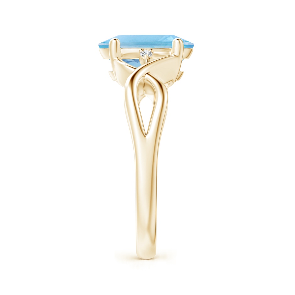 10x8mm A Oval Swiss Blue Topaz Criss Cross Ring with Diamond Accents in Yellow Gold side 2
