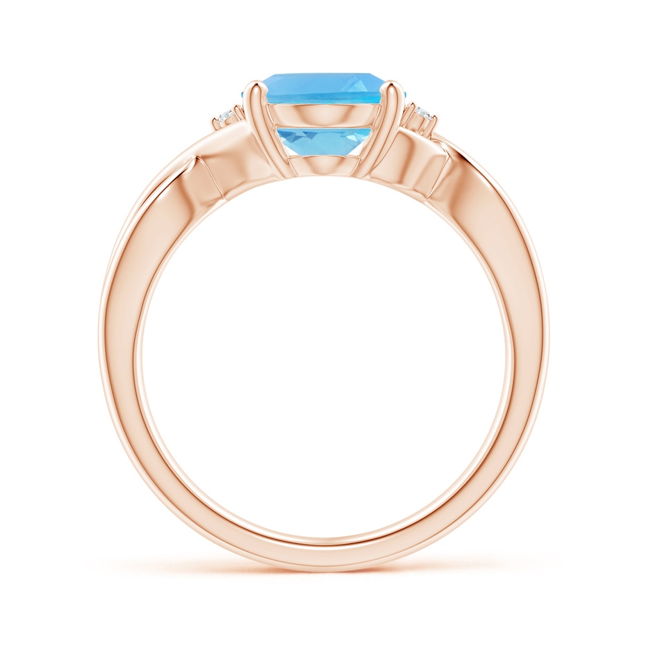 10x8mm AA Oval Swiss Blue Topaz Criss Cross Ring with Diamond Accents in Rose Gold side 1