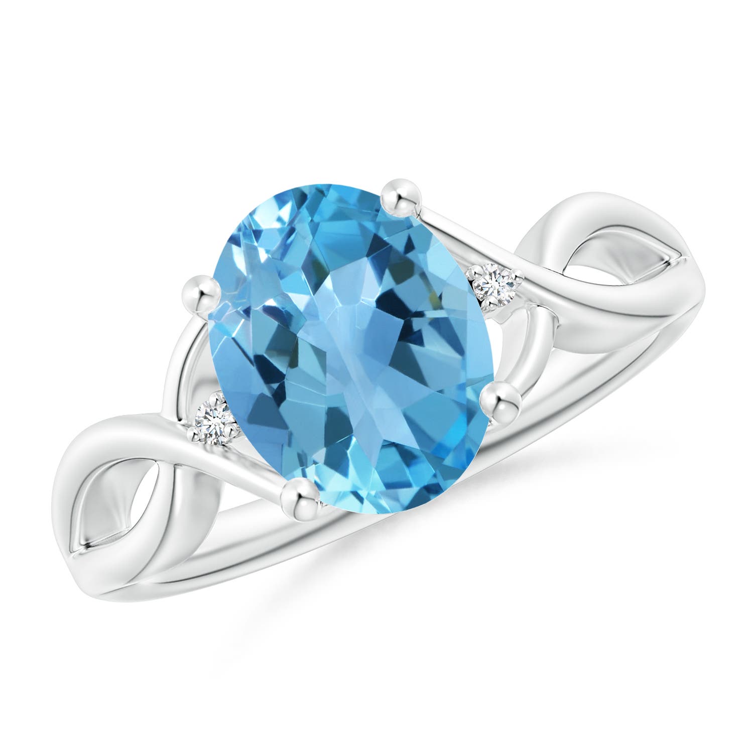 AA - Swiss Blue Topaz / 3.27 CT / 14 KT White Gold