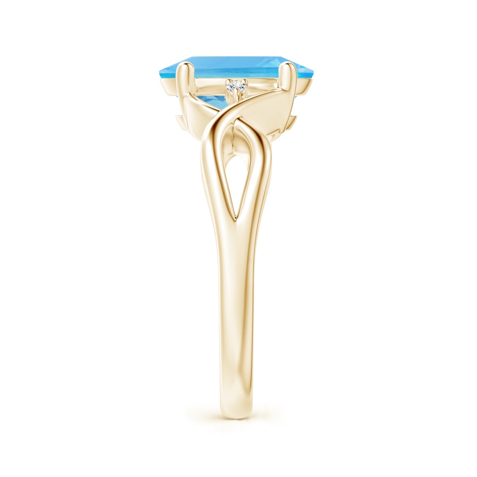 10x8mm AA Oval Swiss Blue Topaz Criss Cross Ring with Diamond Accents in Yellow Gold side 2