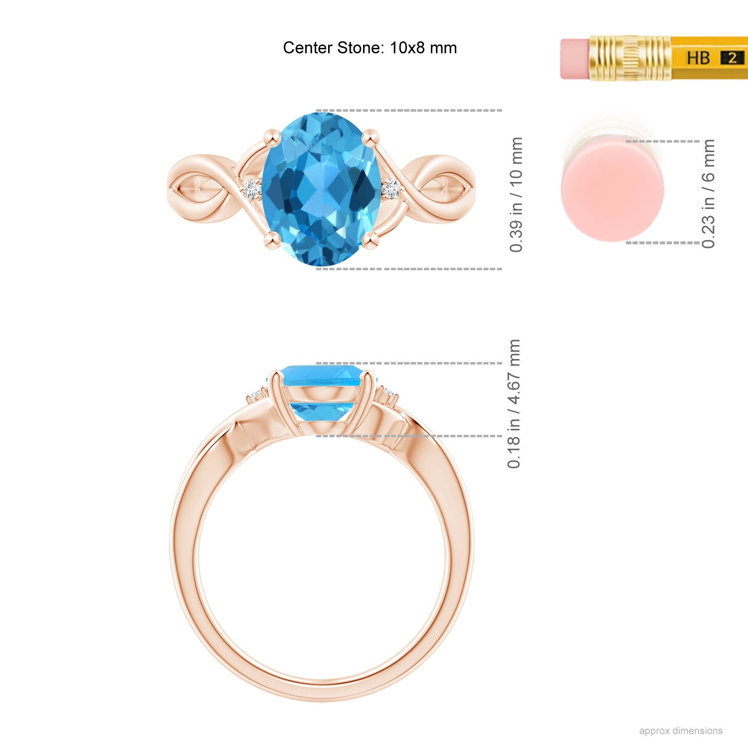 AAA - Swiss Blue Topaz / 3.27 CT / 14 KT Rose Gold