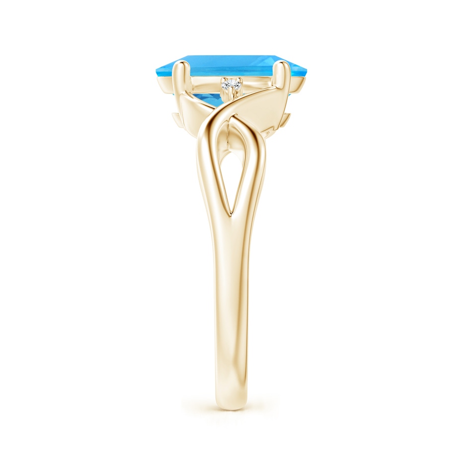 10x8mm AAA Oval Swiss Blue Topaz Criss Cross Ring with Diamond Accents in Yellow Gold side 2